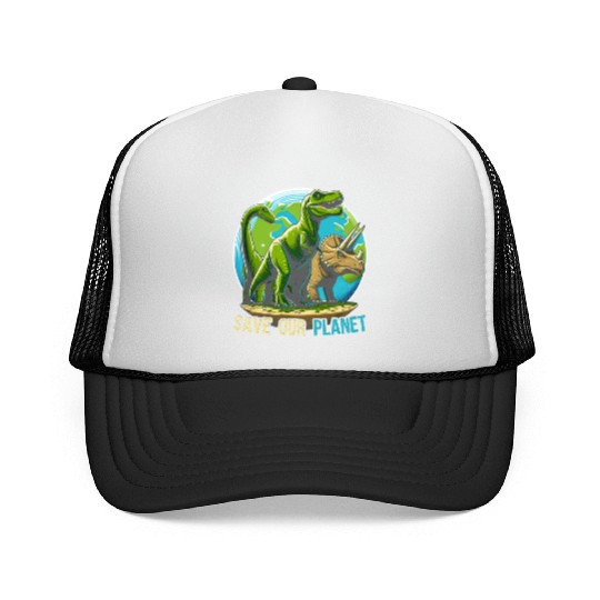 Save Our Planet Dinosaurs Kid Cute Earth Day Boys Trucker Caps