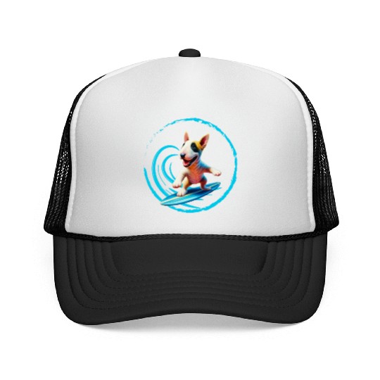 Bull Terrier Surfing Trucker Caps