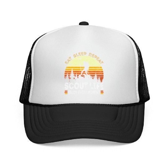 Eat Sleep Scout Repeat Camping Trucker Caps