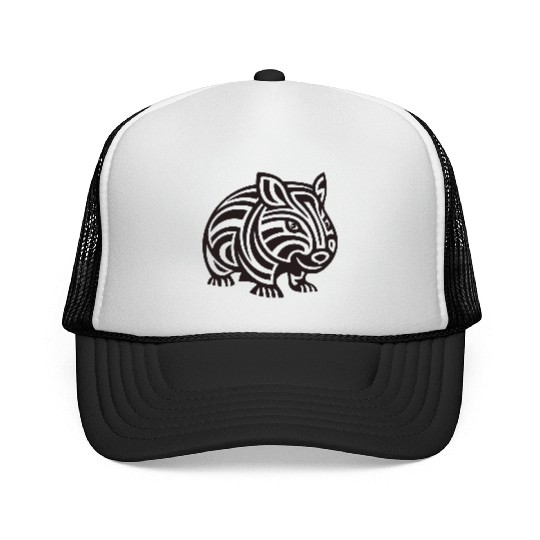 Wombat Tribal Style Vector Design Single Color Trucker Caps