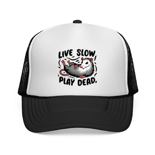 Funny Possum Live slow play dead Street Cat Trucker Caps