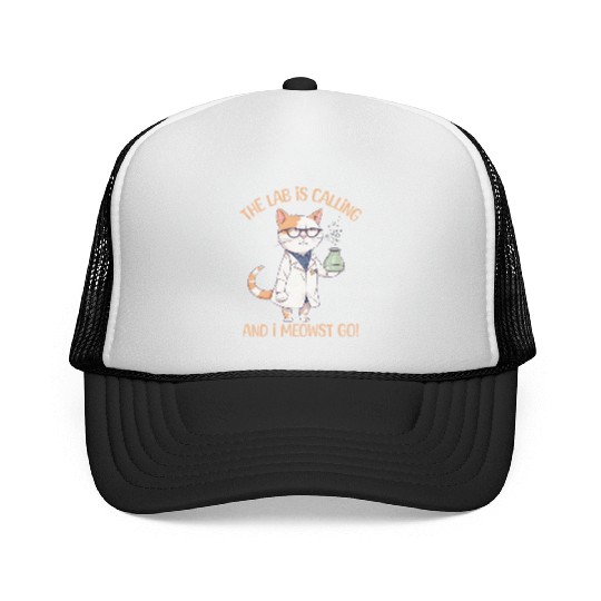 Lab Calling Science Lab Cat Laboratory Chemistry Trucker Caps