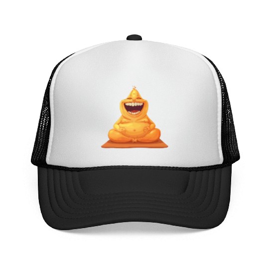 Joyful Yellow Creature Embracing Laughter Trucker Caps