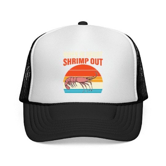 When In Doubt Shrimp Out Retro BJJ Brazilian Trucker Caps