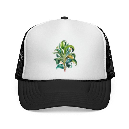 Watercolor Plant Hand Painted Trucker Caps