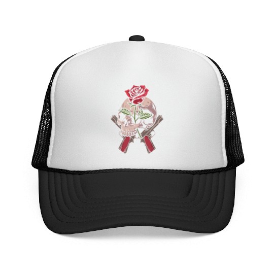 Skeleton Roses Guitar Skull Roses Guns Trucker Caps