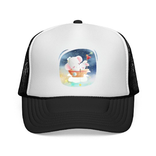 Sailing Elephant and Rabbit Using Boat Fishing Trucker Caps