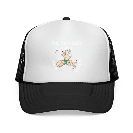 Physical Education PE Teacher Rock Paper Scissor Trucker Caps