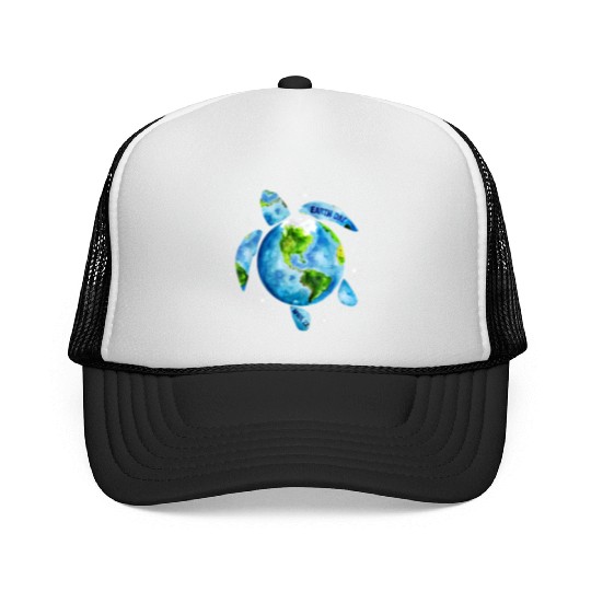Earth Day Restore Earth Sea Turtle Art Trucker Caps
