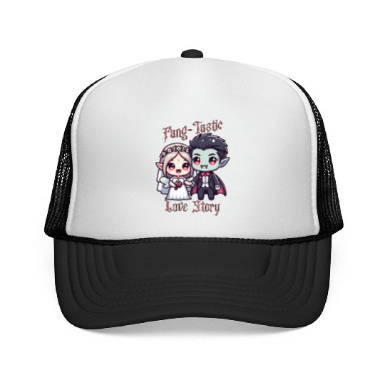 Vampire Bride and Groom Love Story Trucker Caps