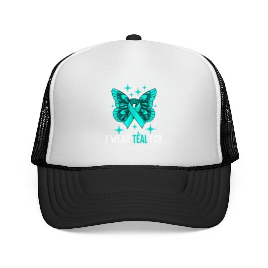 I Wear Teal For Ovarian Cancer Awareness Trucker Caps