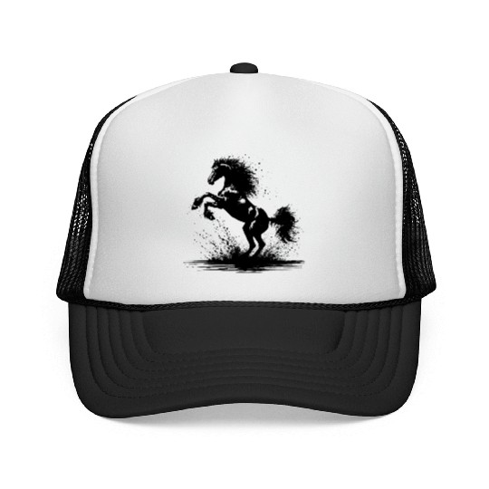 Rising Horse Silhouette Trucker Caps