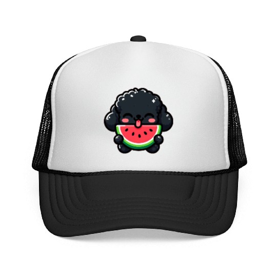 Summery Poodle with Watermelon Trucker Caps