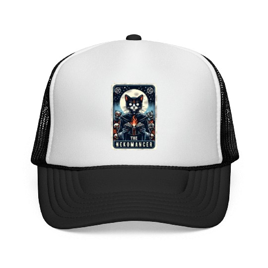 The Nekomancer Funny Tarot Necromancer Cat Pun Trucker Caps