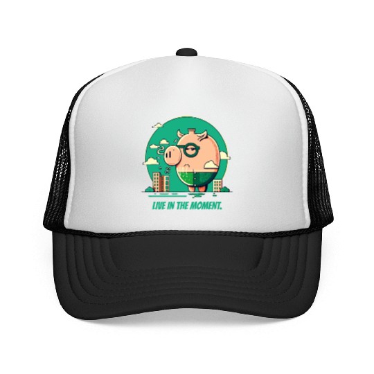 Live in the Moment Pig Trucker Caps