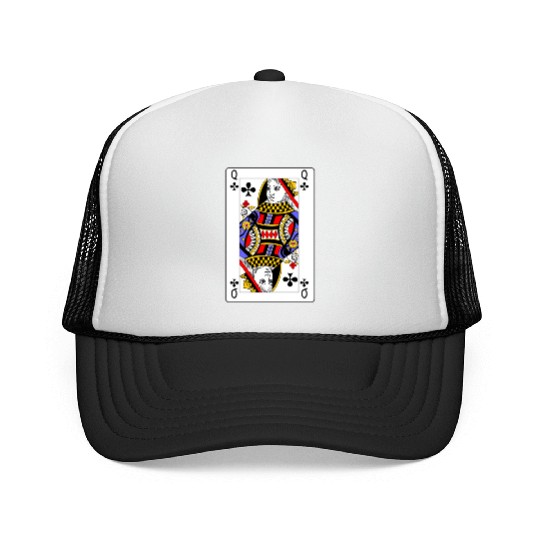 Queen of Clubs Playing Card Trucker Caps