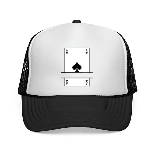 Playing card ace of spades with banner space Trucker Caps