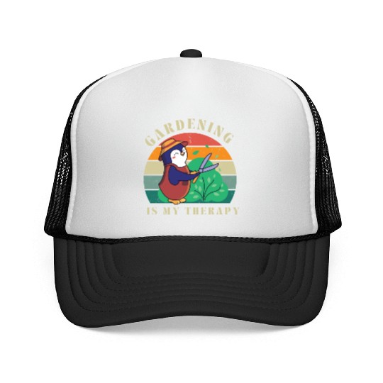 Gardening is my therapy Home Gardening Penguin Trucker Caps