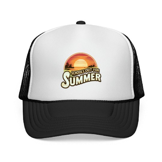 Retro Schools Out For Summer Last Day Of School Trucker Caps
