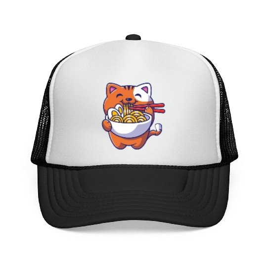 Cat Ramen Noodle Japanese Anime Manga Ramen Kawaii Trucker Caps