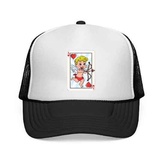 Playing card with cupid Trucker Caps