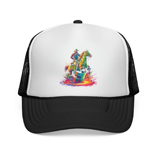 Barrel Racer Barrel Racing Rodeo Pop Art Trucker Caps