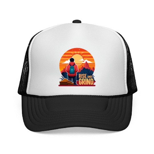 Rise and Grind - Sunrise Hustle Motivation Trucker Caps