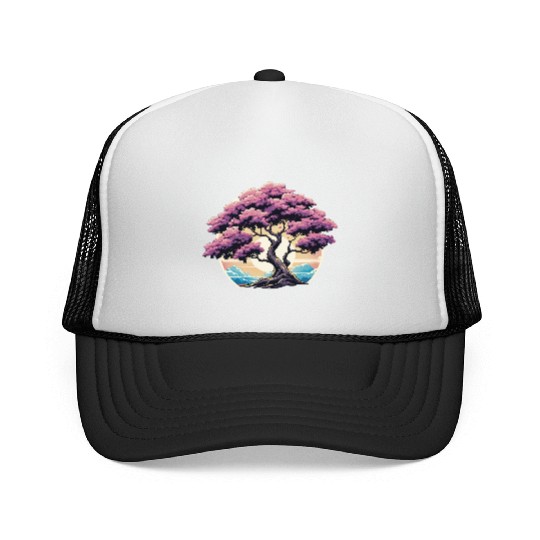 Zen nature purple tree Trucker Caps