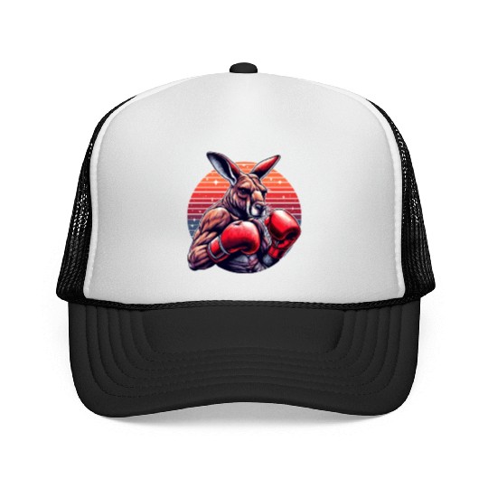 Funny Kickboxing Or Boxing Humor Sport Kangaroo Trucker Caps