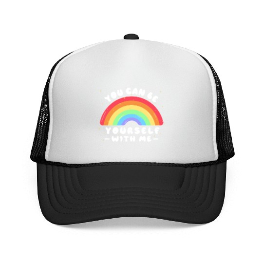 You Can Be Yourself With Me - LGBTQ Ally - Pride Trucker Caps