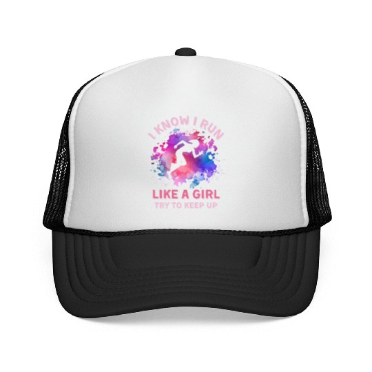 Women Running Girl Trucker Caps