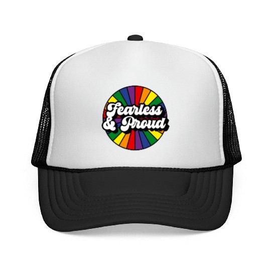Fearless Proud Pride Rainbow Trucker Caps