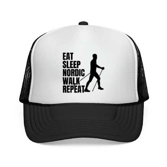 eat sleep nordic walk repeat man Trucker Caps