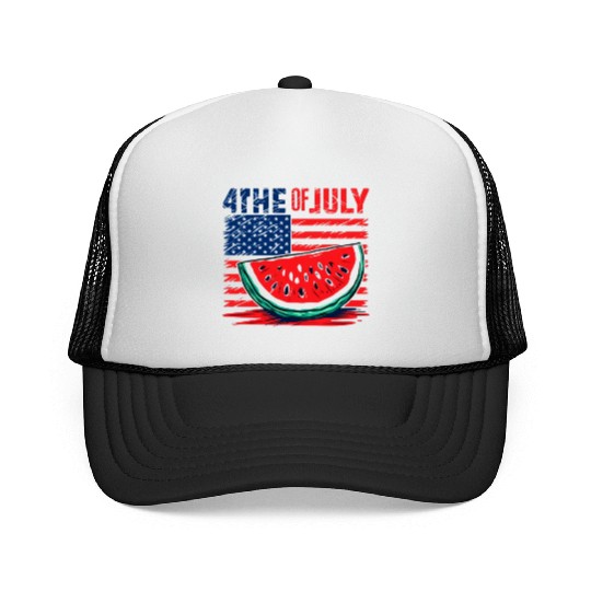 4th of July American Pride Watermelon Vintage Gift Trucker Caps