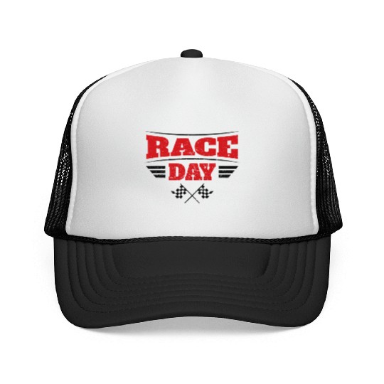 Race Day Car Racing Checkered Flag Trucker Caps