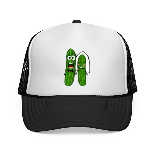 Cucumber Bride Groom Wedding Trucker Caps