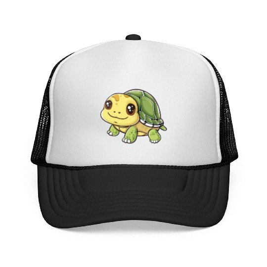 Adorable Smiling Turtle Character Trucker Caps