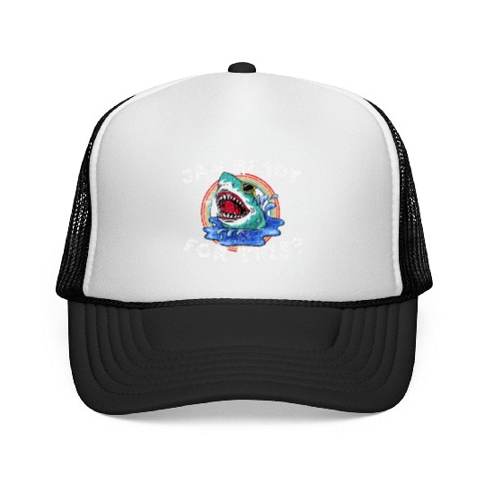 Shark Lover, Shark Pun, Animal Pun, Great White Trucker Caps