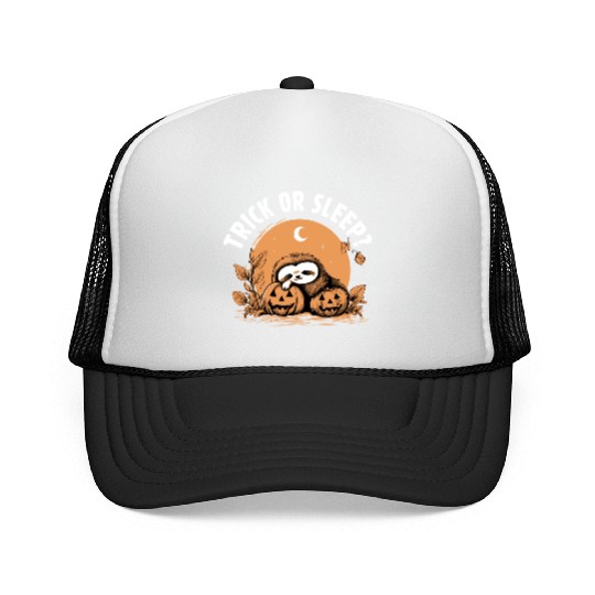Trick Or Sleep Sloth Halloween Trucker Caps