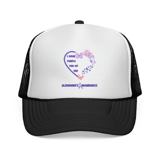 I wear purple for my dad, Alzheimer's awareness Trucker Caps