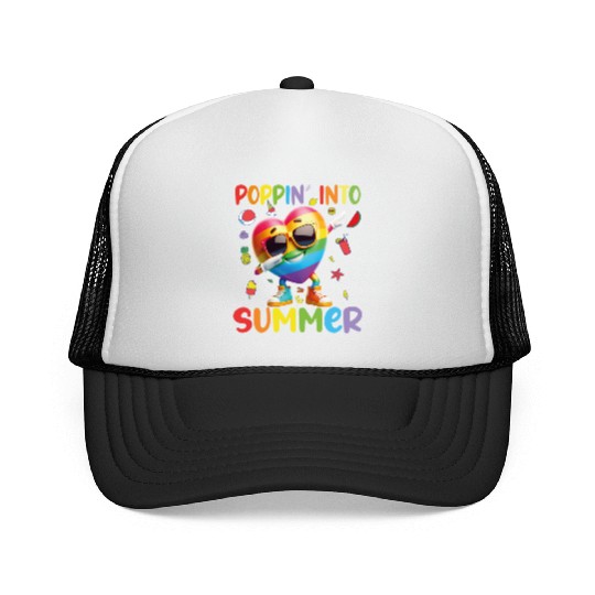 hello teacher Happy day preschool summer student Trucker Caps