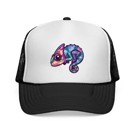 Colorful Chameleon Fantasy Creature Enchantment Trucker Caps