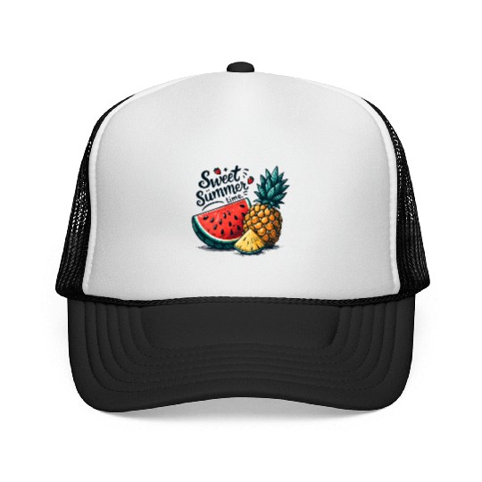 Sweet Summer Time Watermelon and Pineapple Trucker Caps