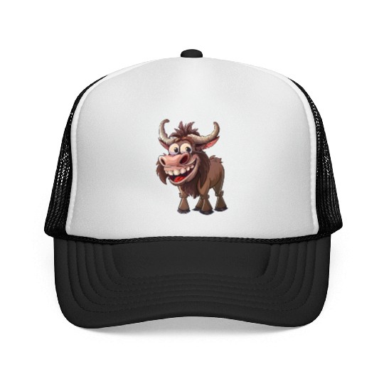 Happy Yak Cartoon Character Fun Trucker Caps