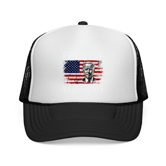 Free On Wednesdays US Flag Patriotic Joe Biden Trucker Caps