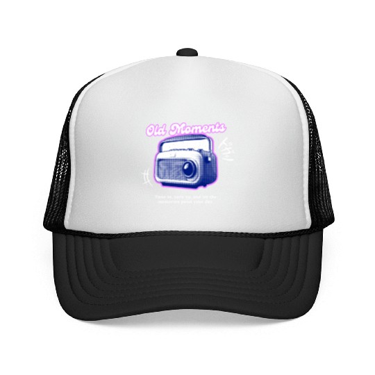 Lilac Black Halftone Radio Portrait Trucker Caps