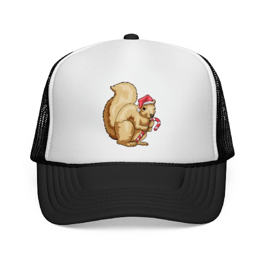 Squirrel Christmas Candy cane Trucker Caps