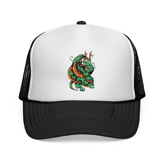Angry Japanese Dragon Tattoo Trucker Caps