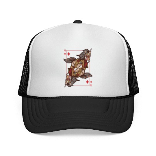 Unicorn steampunk card game Queen of Diamonds Poke Trucker Caps