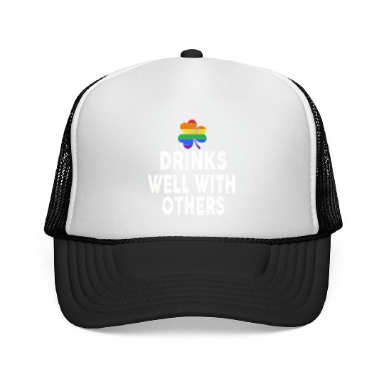 Drinks Well With Others LGBT Gay St Patricks Day Trucker Caps